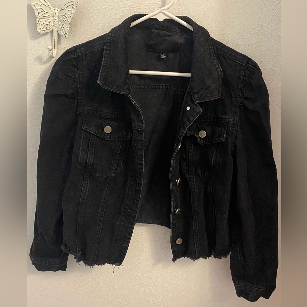 Ruffle Shoulder Blank NYC Demin Jacket